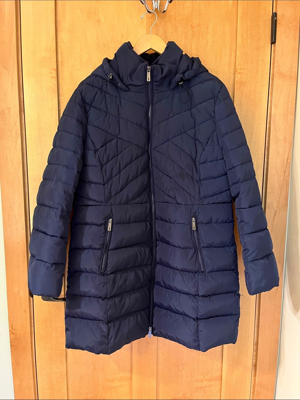 Kenneth Cole Reaction Navy Blue Hooded Down Blend Puffer Coat XL